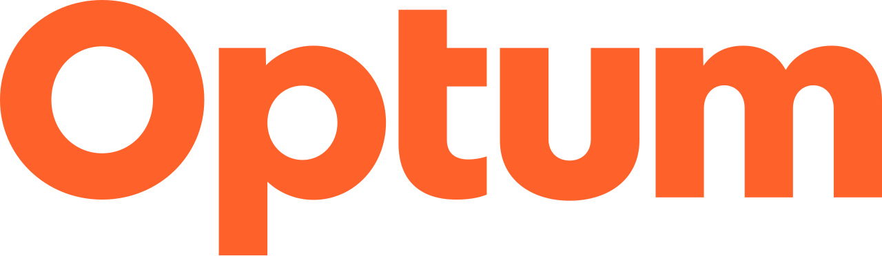 Optum logo in bright orange on a dark background.