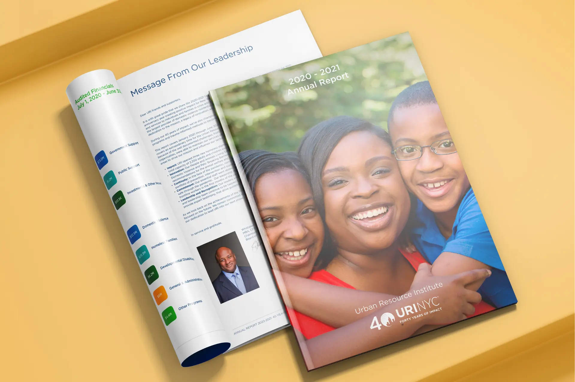URI annual report design before and after refresh.