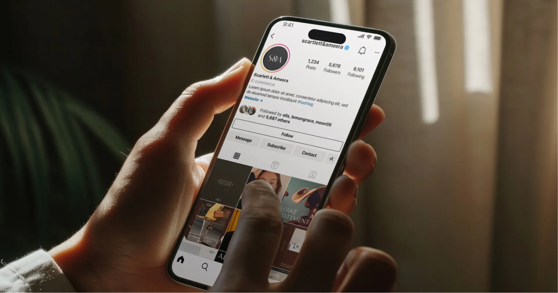 Scarlett&Ameera Instagram profile on iPhone.