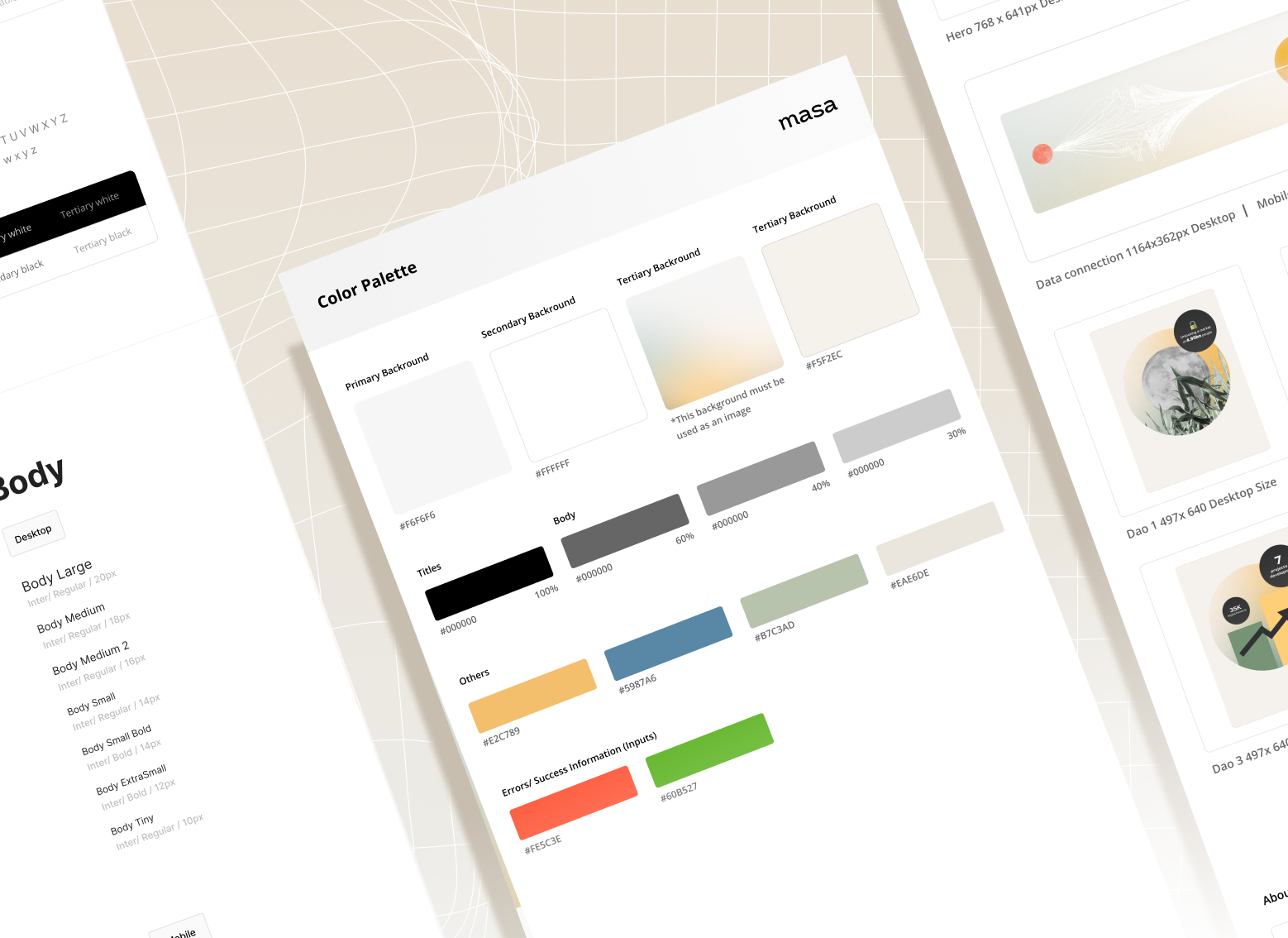 Masa brand guidelines — color palette and typography system.
