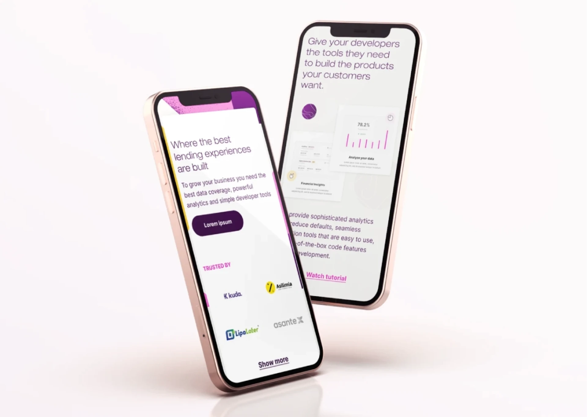 Pngme responsive mobile site shown on two phones.