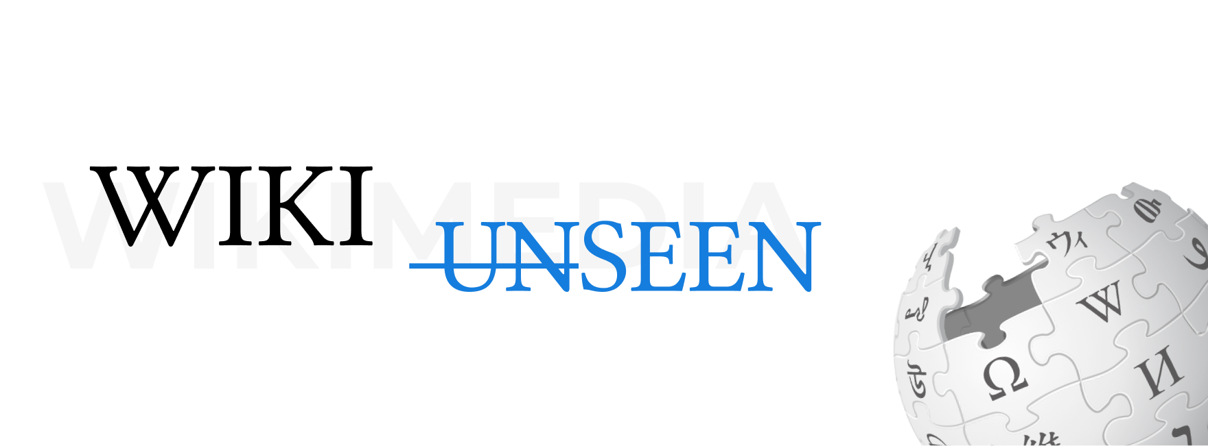 Wiki Unseen wordmark with the UN crossed out so it reads as SEEN.